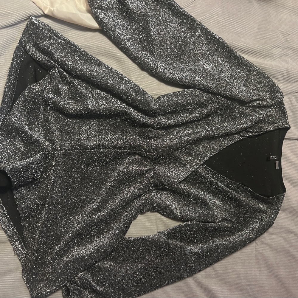 Silver Glitter Long Sleeve Top